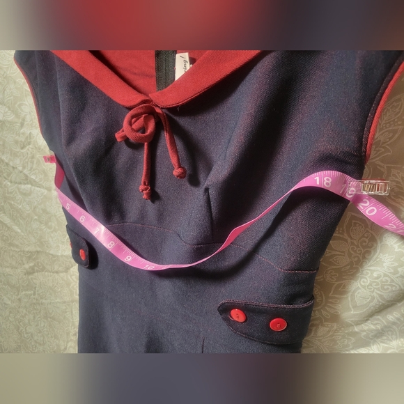 Perfect pinup dress navy red Stop Staring L - Picture 3 of 10